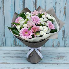Букет цветов из:  Герберы, Альстромерии и Хризантемы в Малых Дербетах