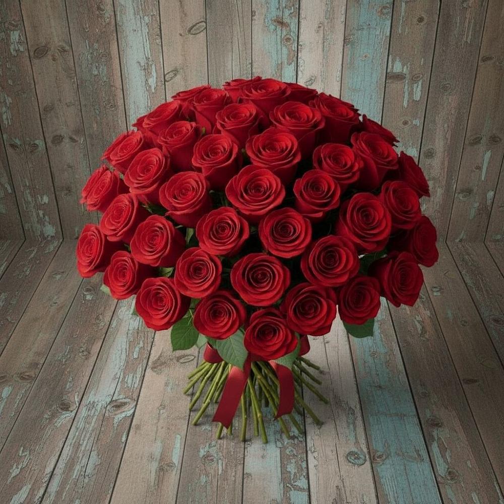 Букет 55 Красных роз Фридом в Малых Дербетах
