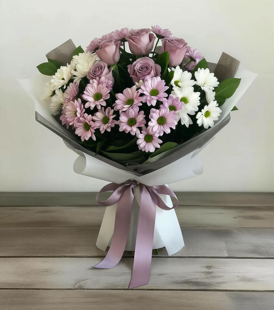 Букет цветов из: Хризантемы и Розы в Малых Дербетах