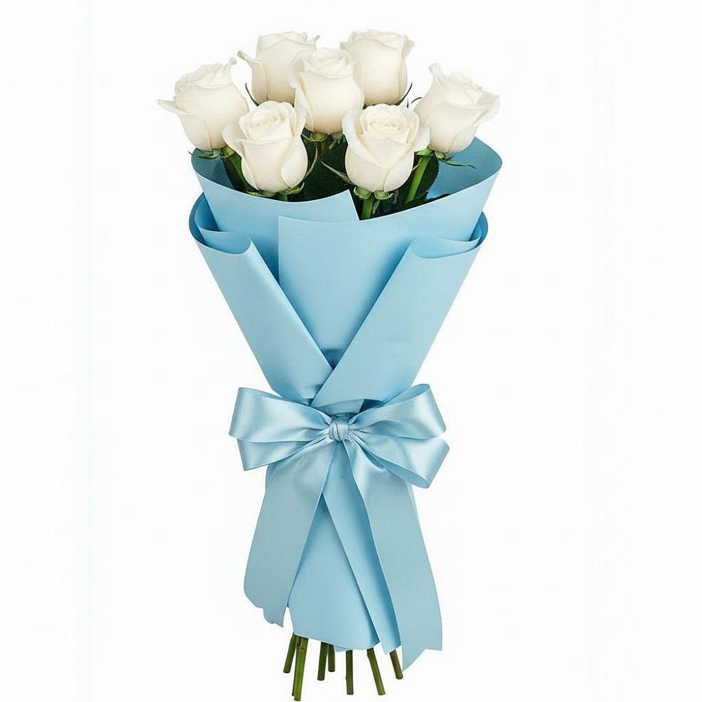 Букет 7 белых роз Проуд в Малых Дербетах