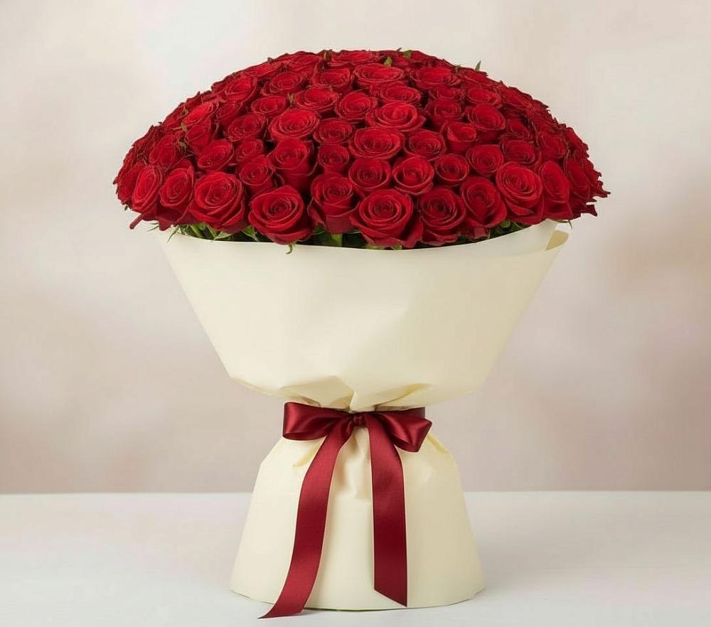 Букет 101 Красная роза Милано в Малых Дербетах
