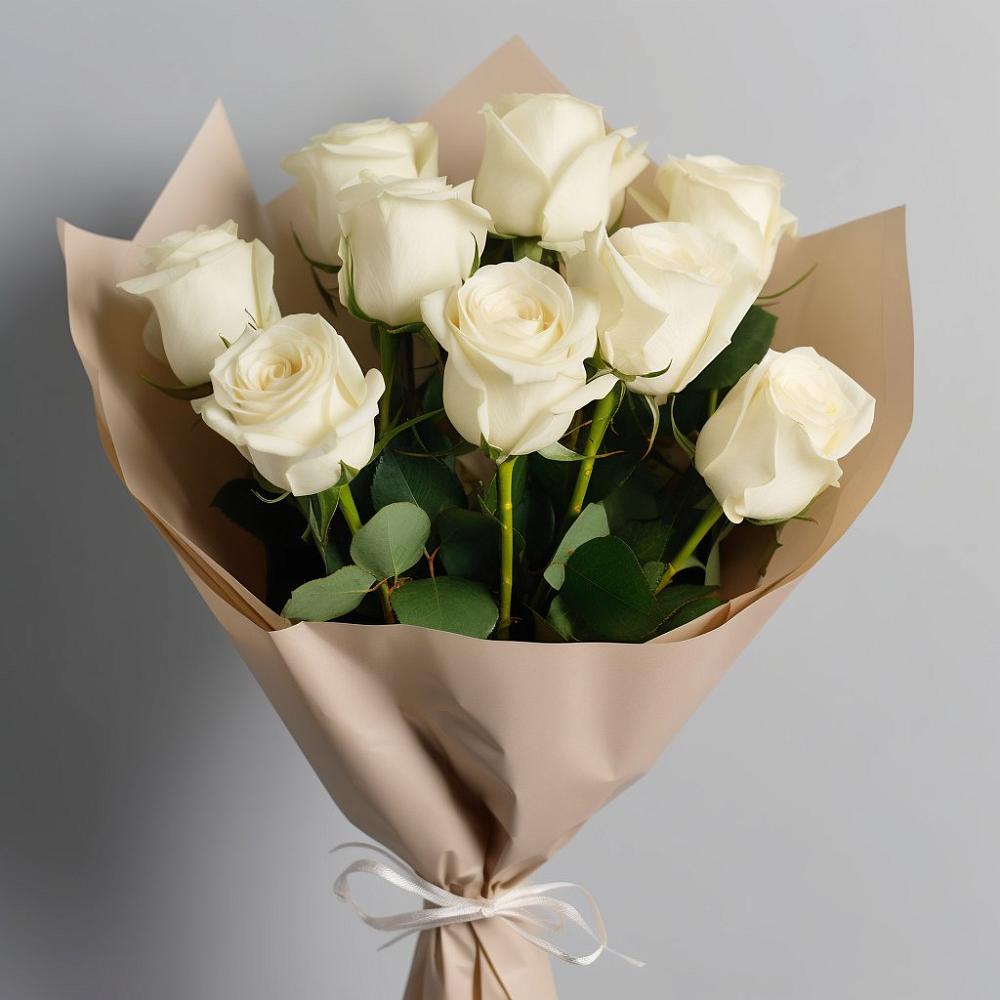 Букет 9 Белых роз Эдлесс Лав в Малых Дербетах