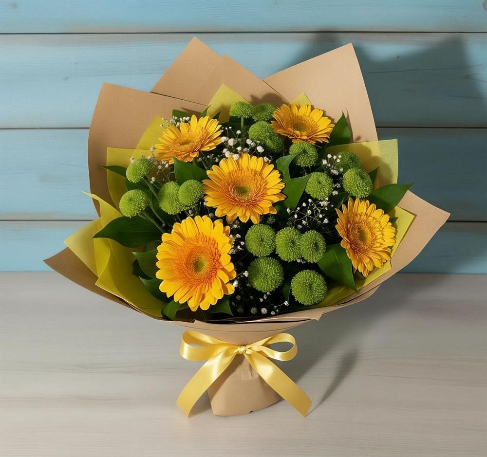 Букет цветов из: Герберы и Хризантемы в Малых Дербетах