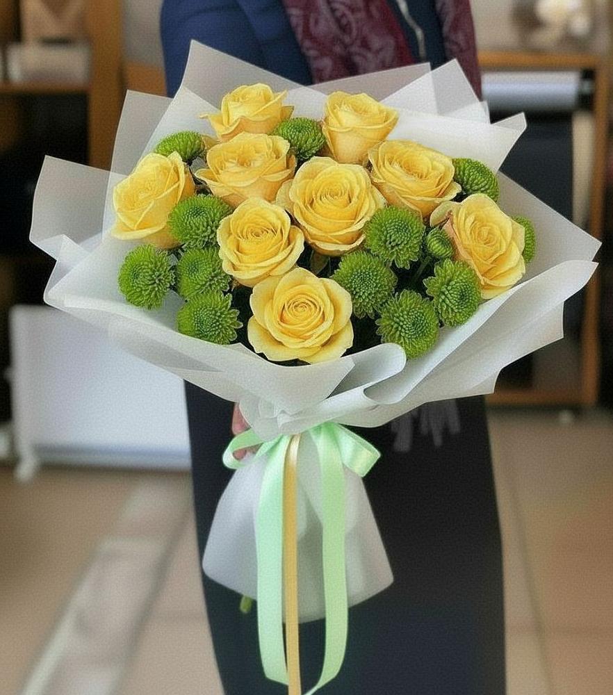 Букет цветов из: Хризантемы и Розы в Малых Дербетах