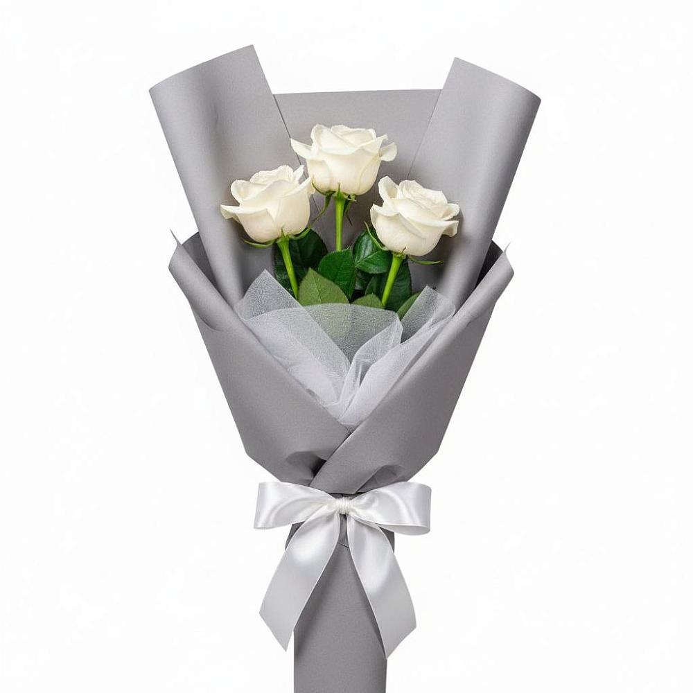 Букет 3 белые розы в Малых Дербетах