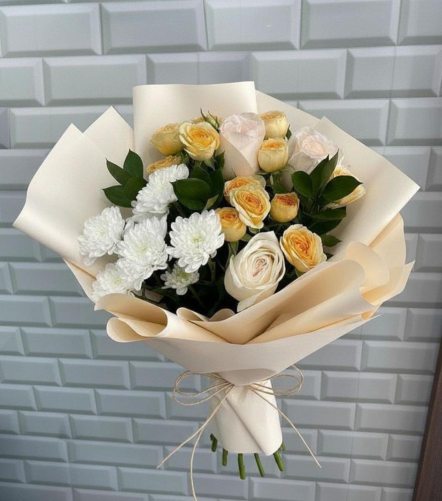 Букет цветов из: Розы и Хризантемы в Малых Дербетах