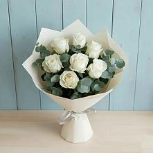 Букет Белые розы в Эвкалипте #REPLACE_PRED# Малых Дербетах